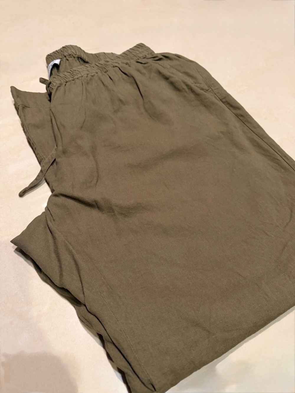 Seraphine - Wide-Leg Linen-Blend Under Bump Maternity Trousers - Olive Green